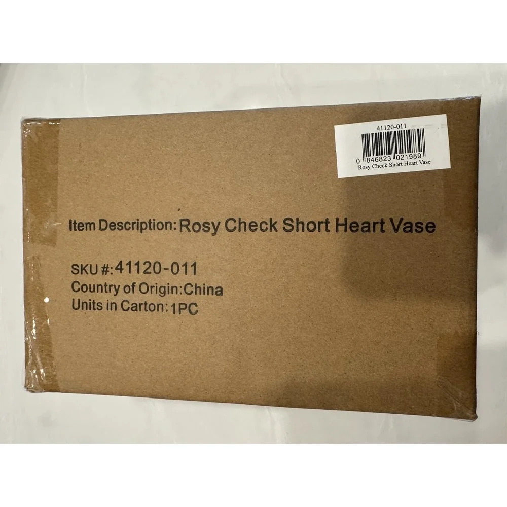 MacKenzie-Childs Rosy Check Short Heart Vase 20oz #41120-011 NIB